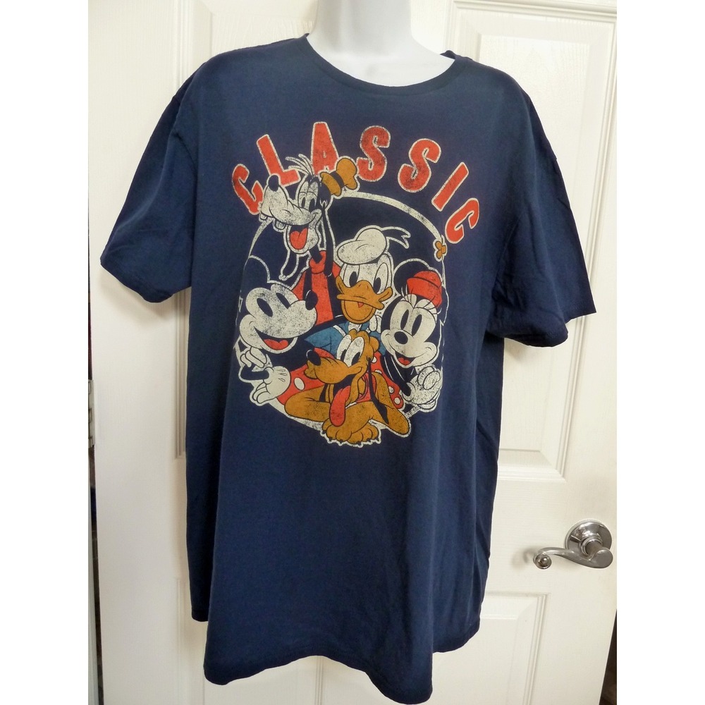 Disney Mickey Mouse Friends Classic Graphic Tee Shirt Navy Blue XL